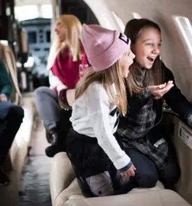 family enjoying flight